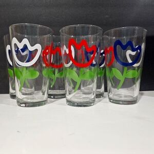 Crate and Barrel Tulip Glass Tumblers set of 6